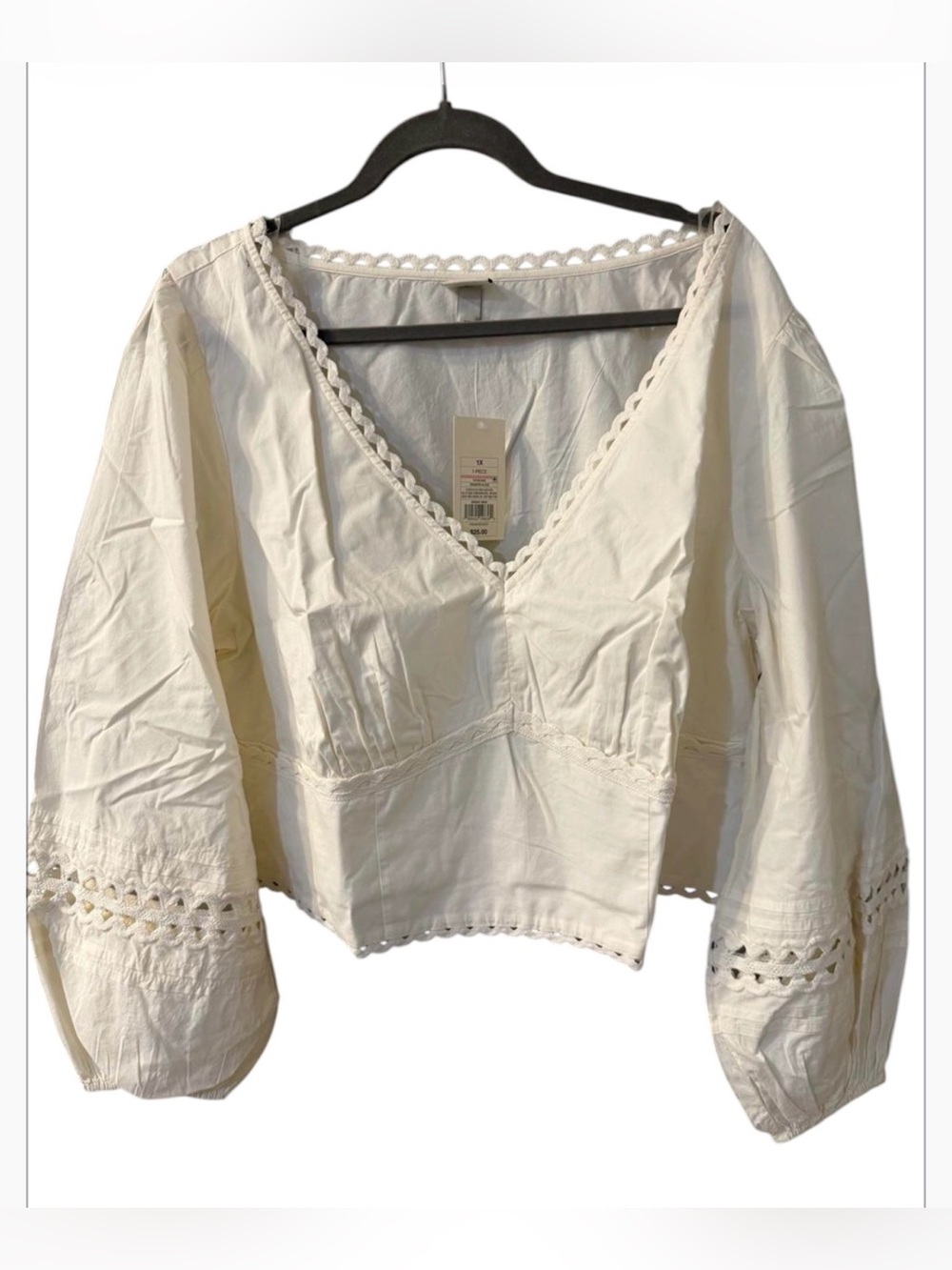 NWT A NEW DAY V-Neck Crochet Trim Blouse